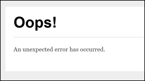 photoacのエラー、Oops.An unexpected error has occurred.の画像
